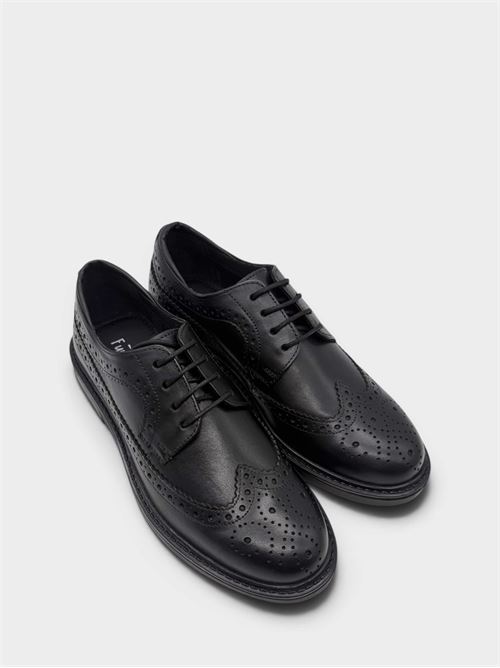 Stringata in pelle nera con lavorazione brogue FUNNY DUCK | VR60002PELLEBLACK